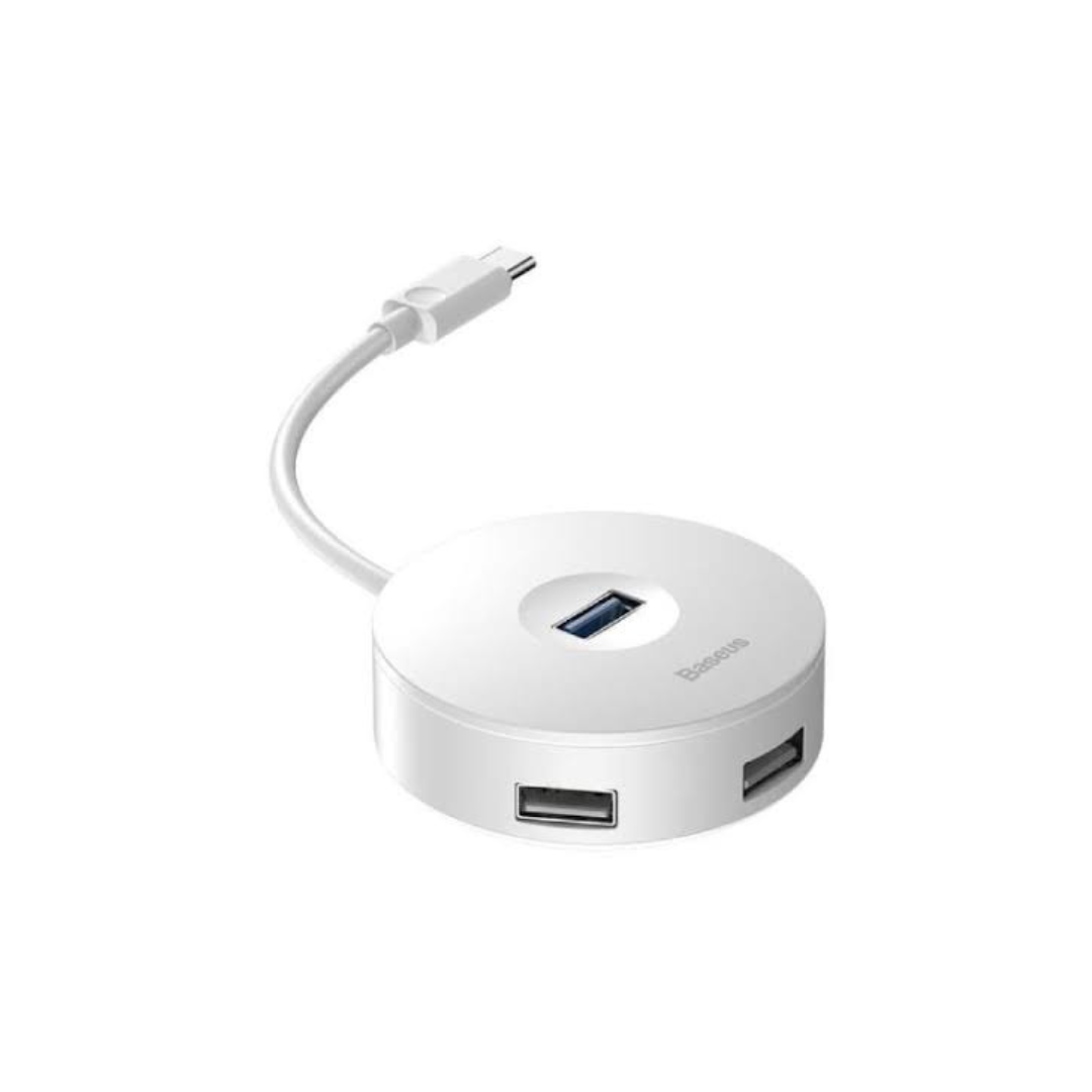 CAHUB-G02 | Baseus USB C to USB 3.0 Round Box 4 Port Hub - White