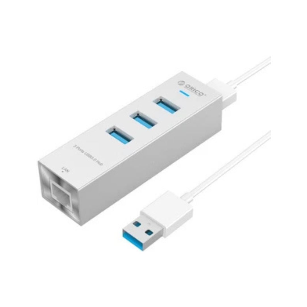 ASH3L-U3 | Orico 3Port USB-C Hub Ethernet Adapter - Silver