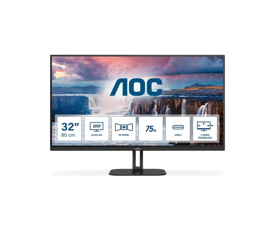 Q32V5CE | AOC 32" Frameless QHD LED Monitor - Black