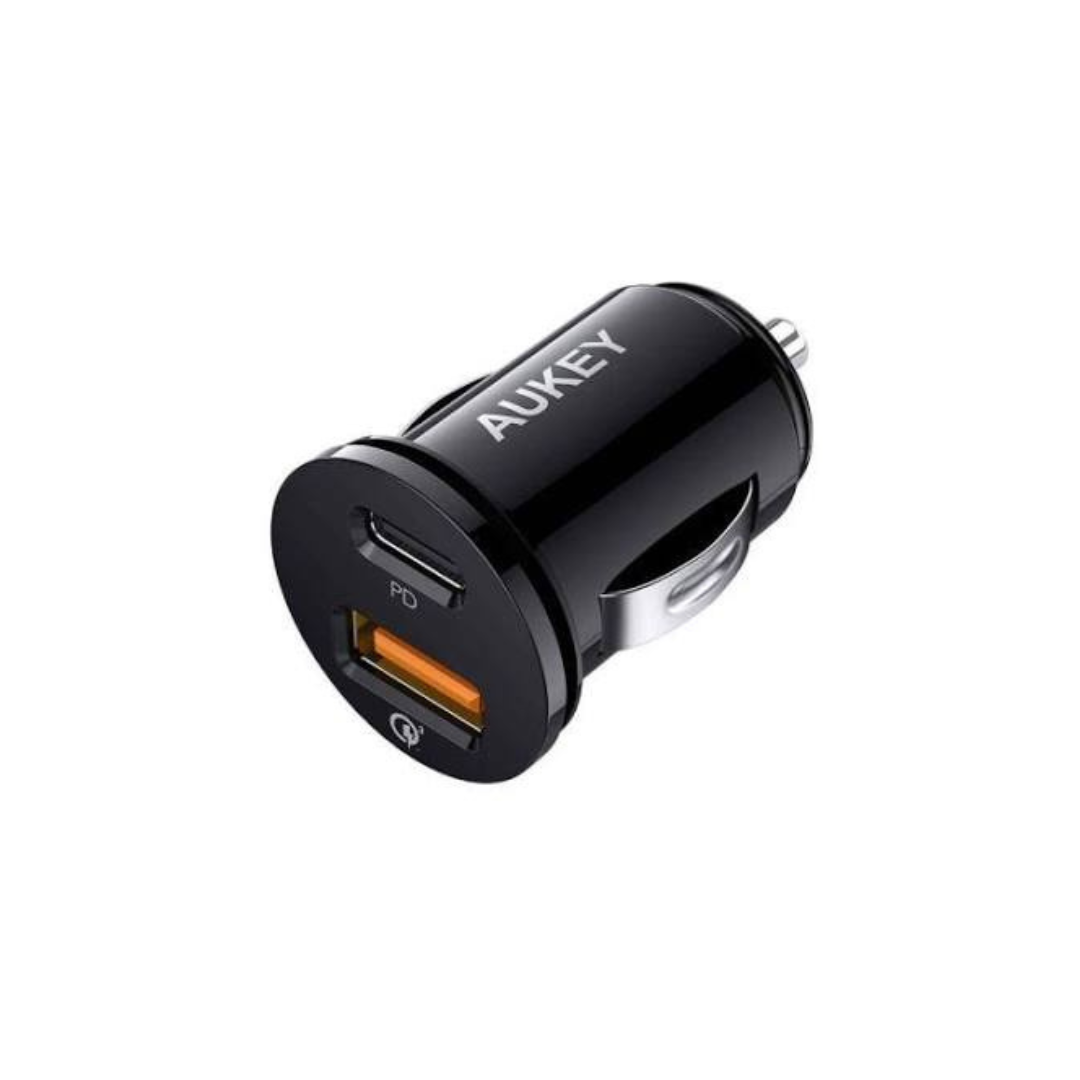 CC-Y1 | Aukey USB-C Dual Port USB Car Charger - Black