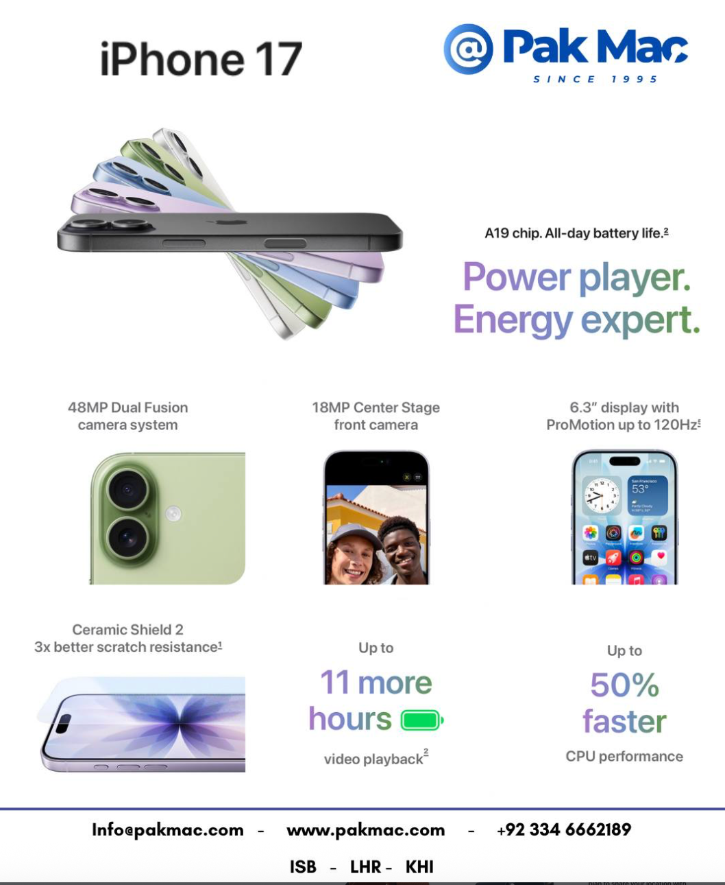 Apple iPhone 17 (PTA Approved) Pak Mac