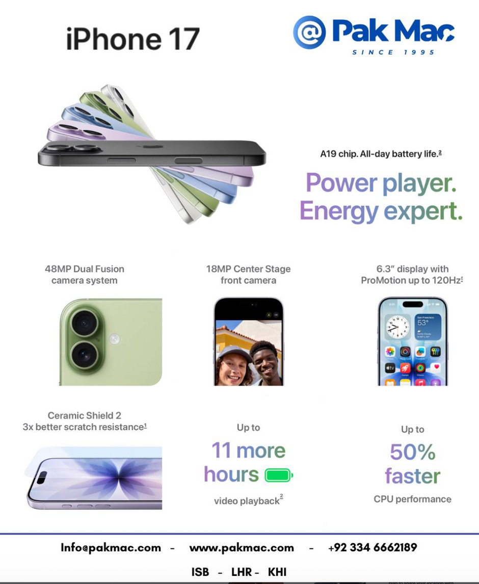 Pak Mac | Apple Store in Pakistan | Buy MacBooks, iPad, iPhone 17
