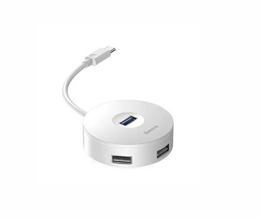 CAHUB-G02 | Baseus USB C to USB 3.0 Round Box 4 Port Hub - White